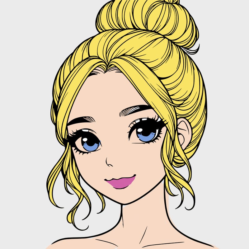 realistic pretty girl with hair in bun