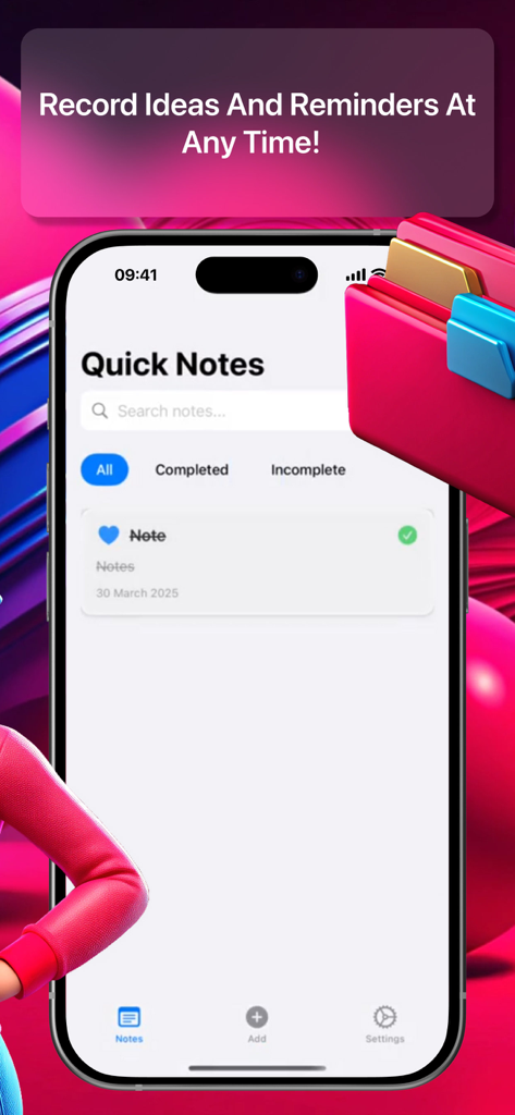 Malpon:QuickNotes - Malpon QuickNotes mobile app interface displaying a list of notes with search and navigation features