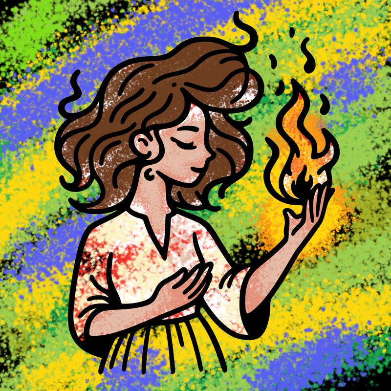 woman with fire