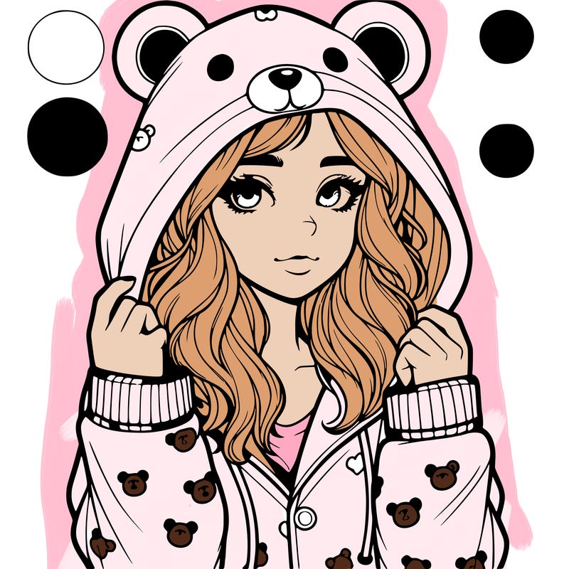 realistic girl in a animal pjs hoodie