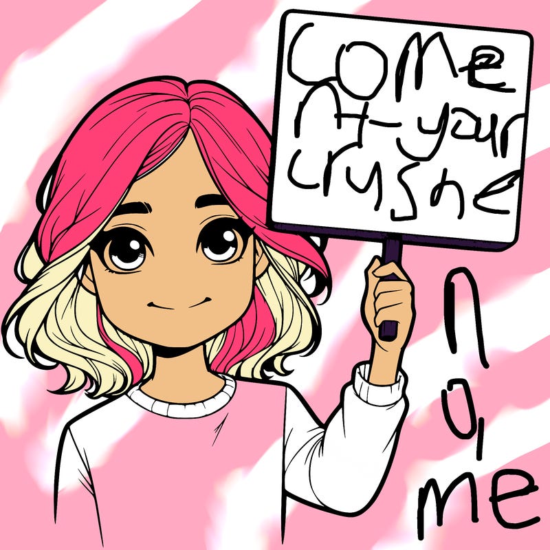 realistic girl holding up a sign