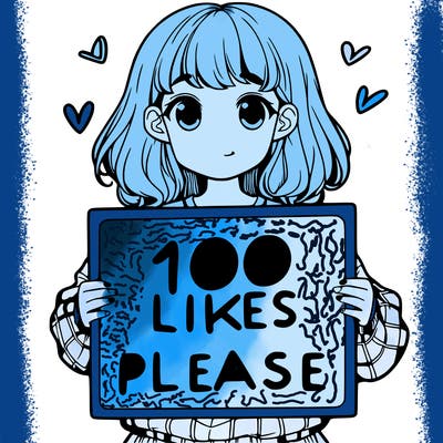 a girl holding a sign saying 100 likes please
