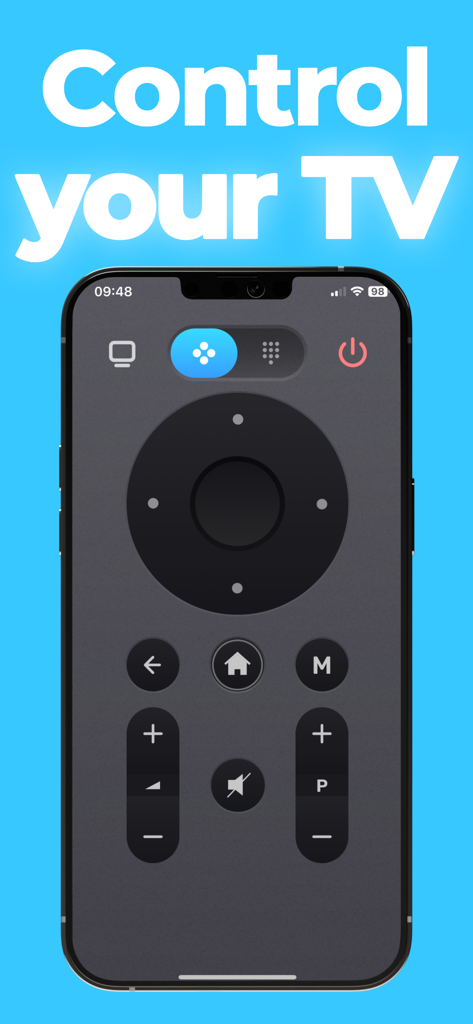 Remote control tv smart - Pantalla de iPhone mostrando una interfaz de control remoto para Smart TV