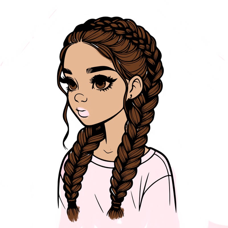 realistic girl with braids