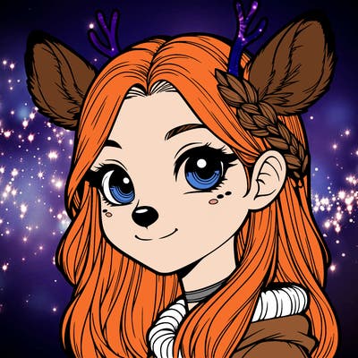 realistic girl with deer face and deer ears