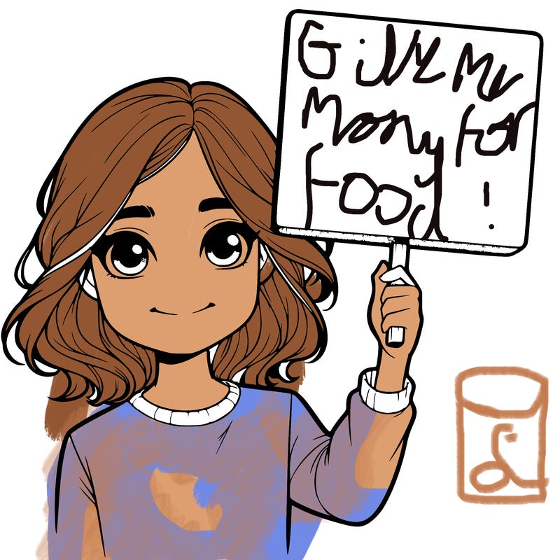 realistic girl holding up a sign