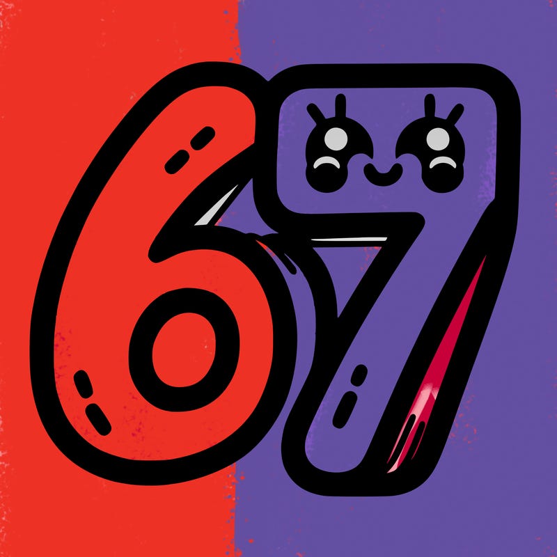the numbers 67