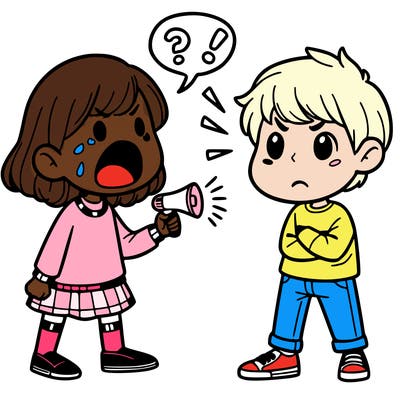 a girl yelling at a boy