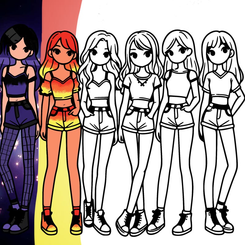 a group of girls wearing crop tops and shorts