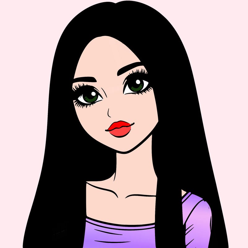 realistic girl with straight and long hair