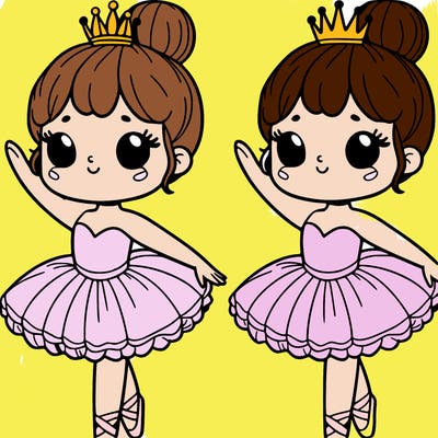 ballerina in a tutu with a bun and a crown