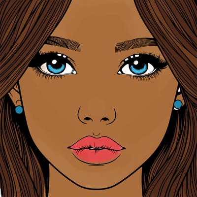 realistic girl with nose and lips