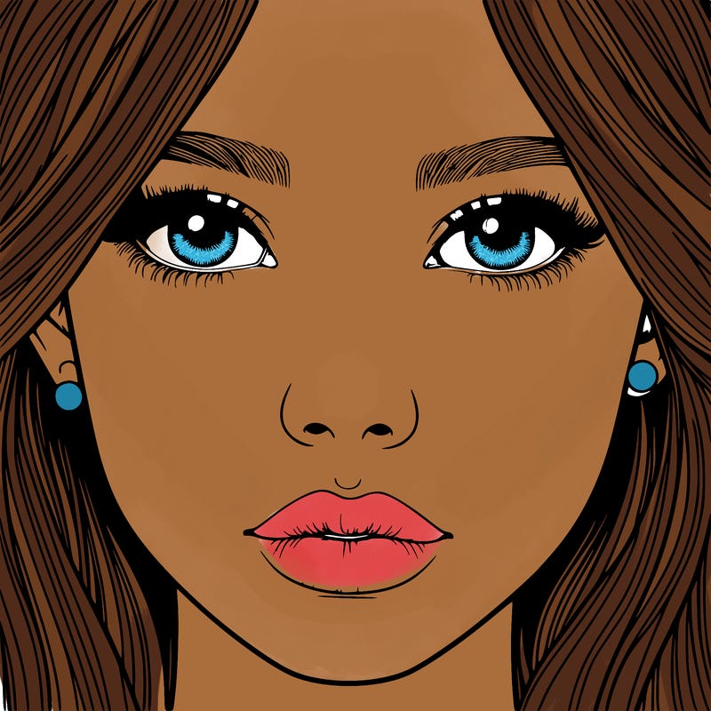 realistic girl with nose and lips