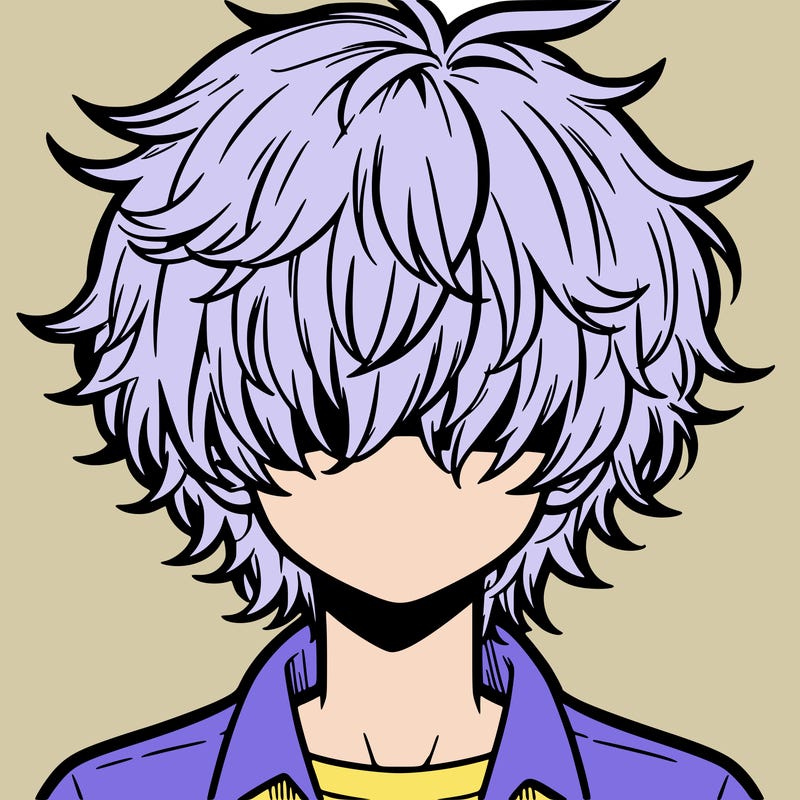 manga boy fluffy hair covering his eyes