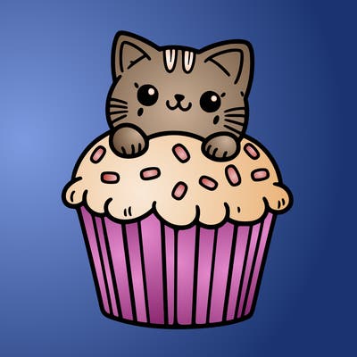 cat in a cupcake