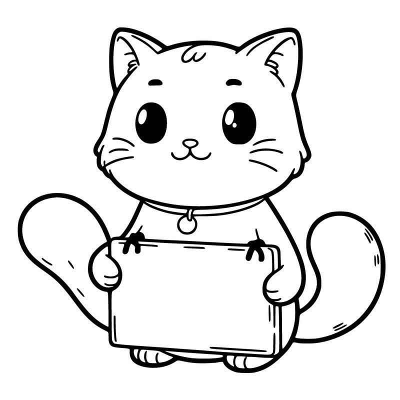 cat holding sign