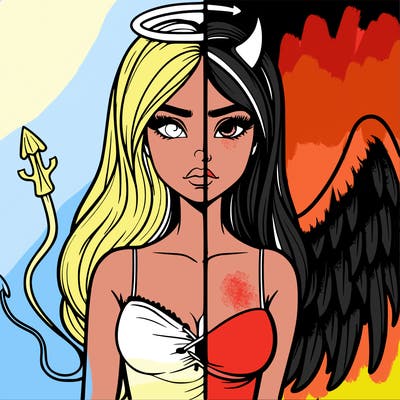 devil vs angel realistic girl