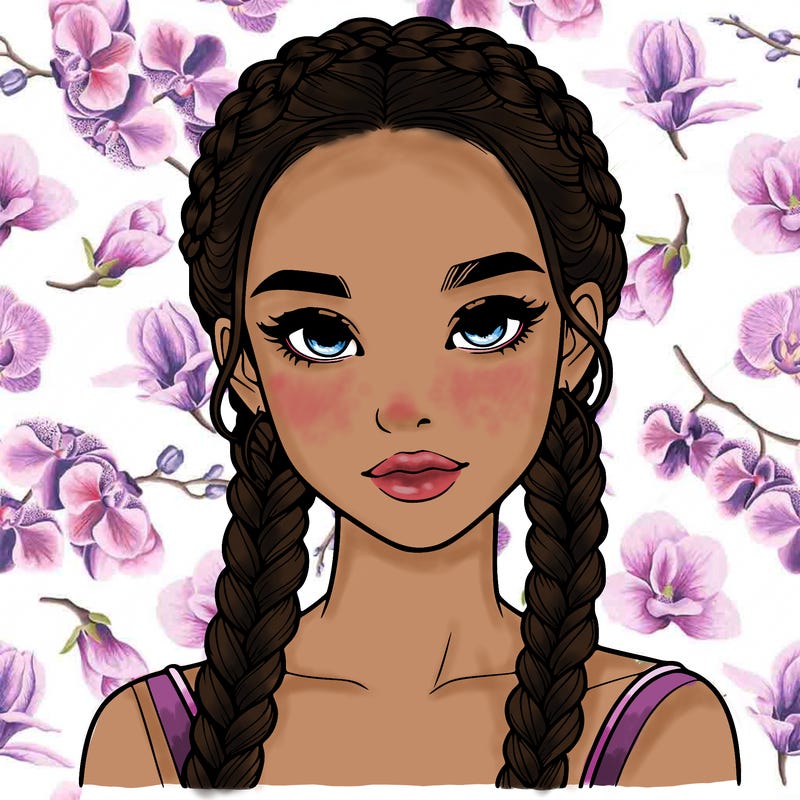 realistic girl with braids