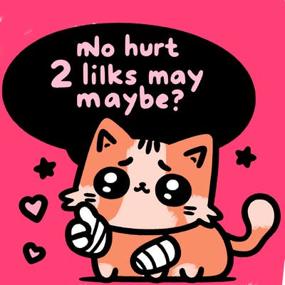 cute cat thats been hurt saiying 2 likes maybe