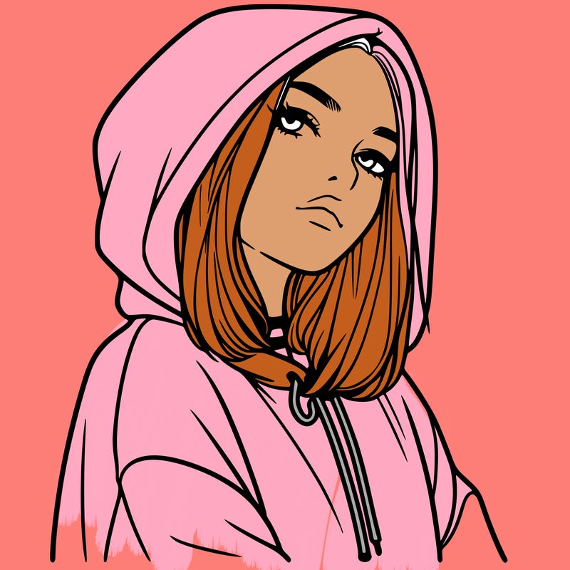 a realistic girl in a hoodie