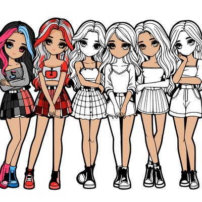 a group of girls realistic