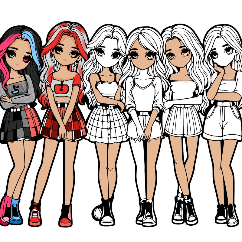 a group of girls realistic