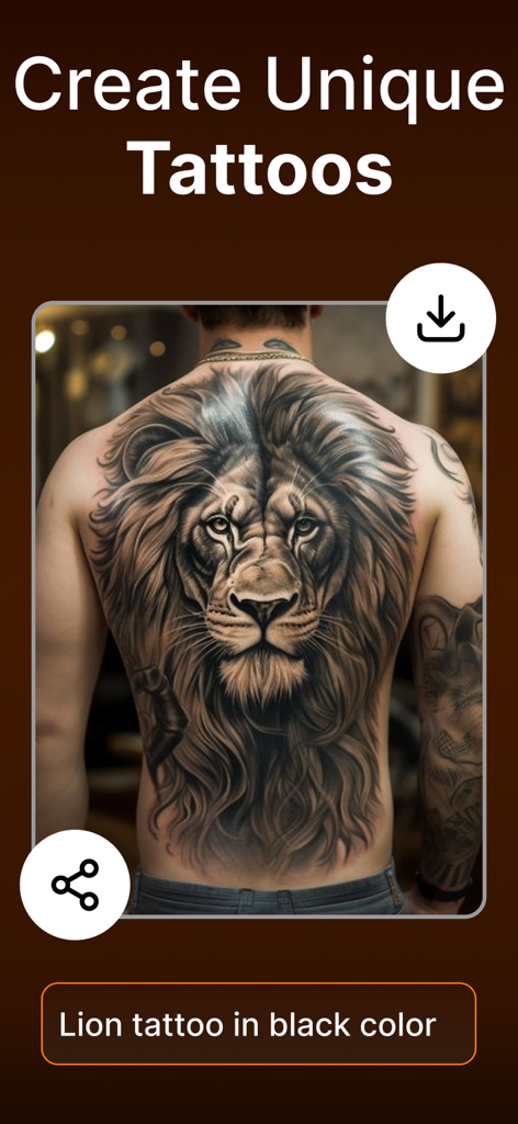 Imagine - AI Art Generator - AI generated lion tattoo design on a person's back