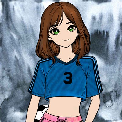 realistic girl wearing soccer jersey