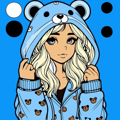 realistic girl in a animal pjs hoodie