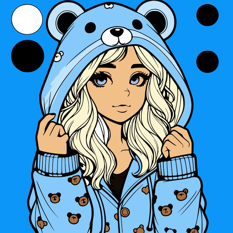 realistic girl in a animal pjs hoodie