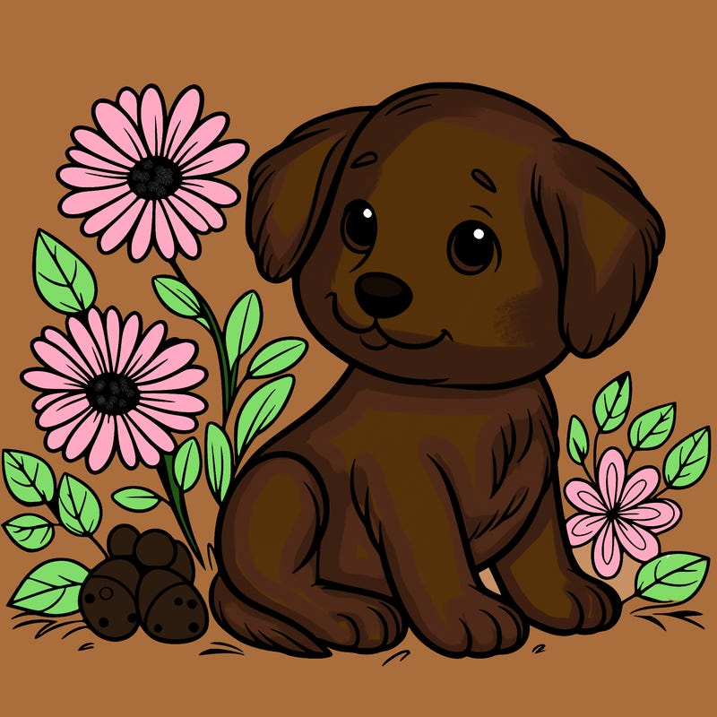 puppy and flowers