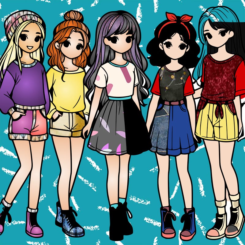 a group of five girls