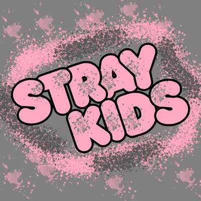 bubble letters saying stray kids