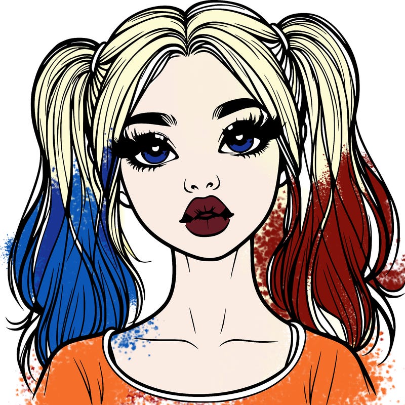 realistic girl with ponytails and lips