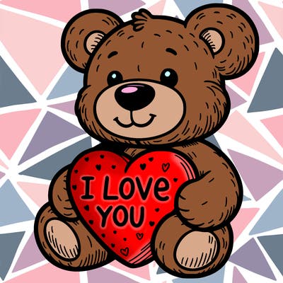 teddy bear holding an i love you heart