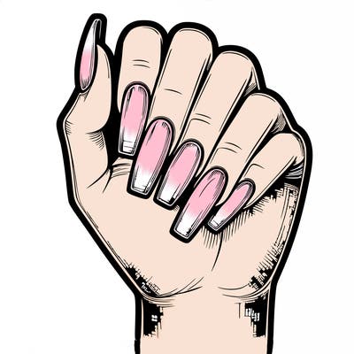 realistic hand with square nails