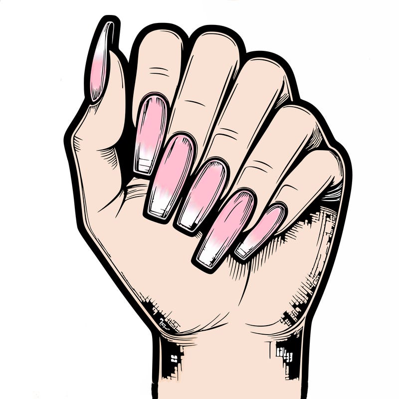 realistic hand with square nails