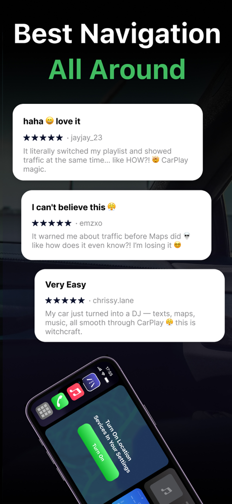 Car Play Connect・Dashboard・GPS - Recensioni positive degli utenti per l'app di navigazione e cruscotto per auto Car Play Connect