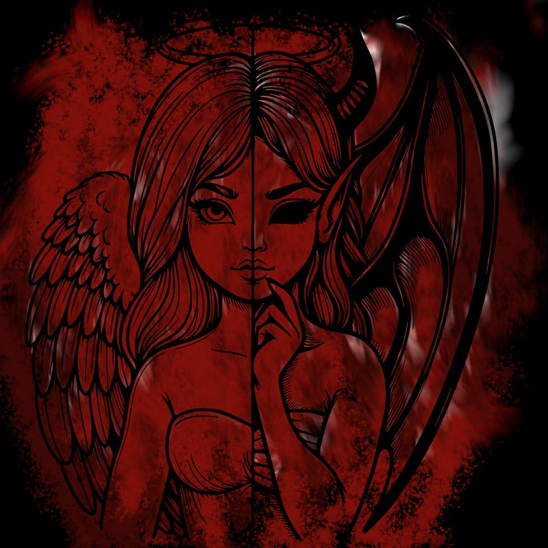 realistic angel half demon