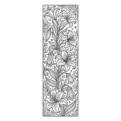 Unwind with this exquisitely detailed lily flower bookmark coloring page, designed specifically for adults. Its intricate floral patterns offer a perfect opportunity for mindful relaxation and creative expression.