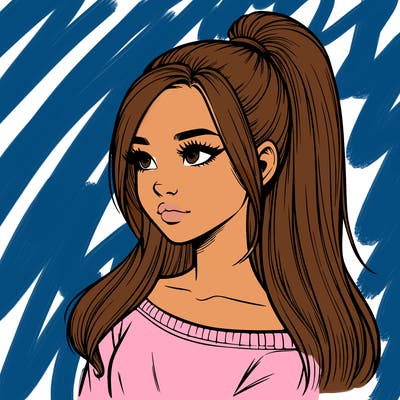 realistic girl with a high ponytail