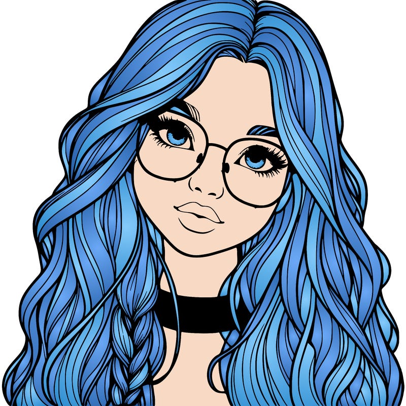girl with long hair and freckles and glasses realistic