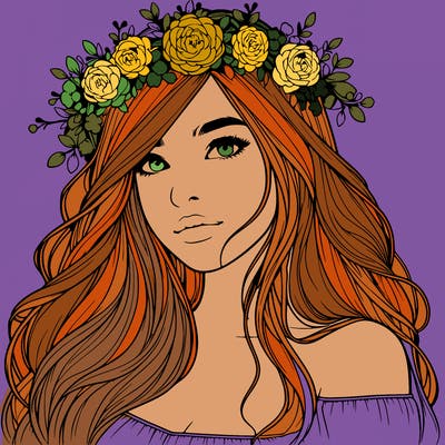 realistic girl with flower crown