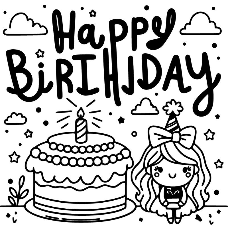 happy birthday in pretty font a  with cake