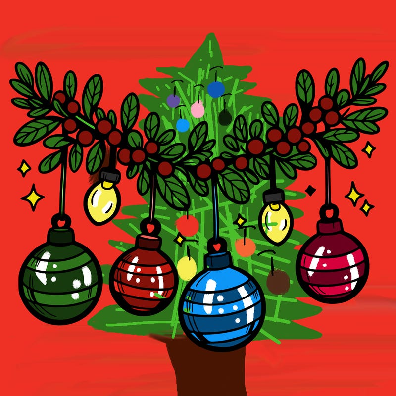 christmas garland with big bulbs