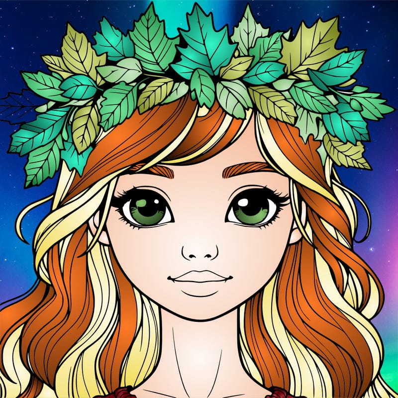 realistic girl with fall leaf crown