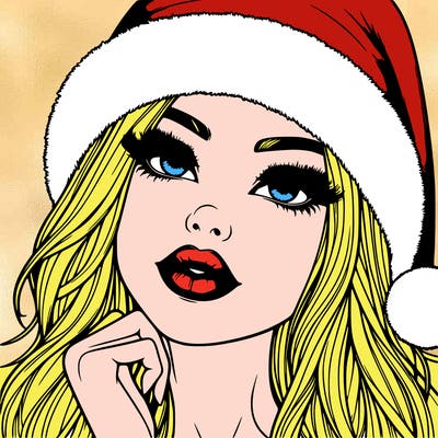 realistic christmas girl with lips