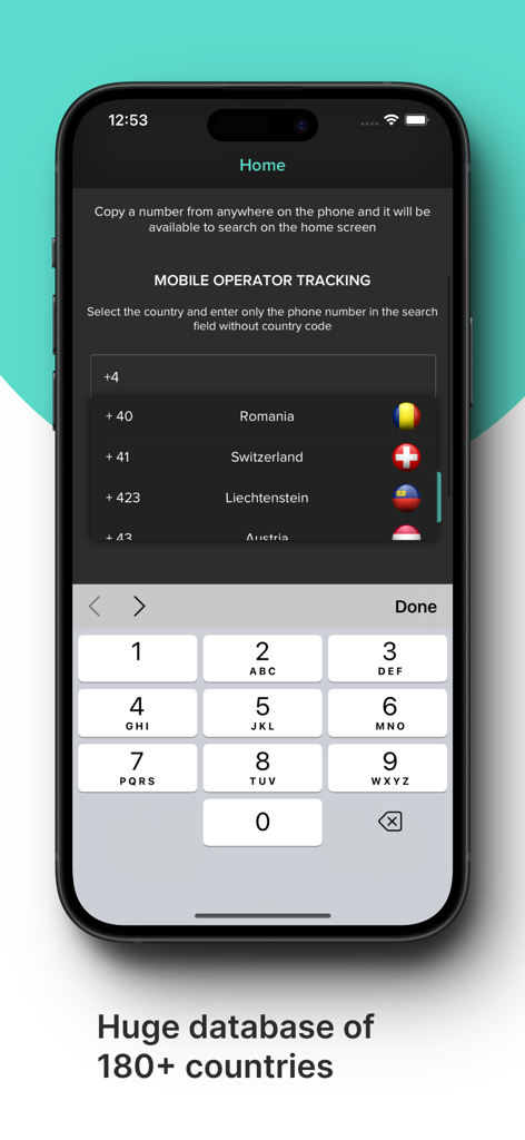 Mobile Number Tracker Location - Pantalla de inicio de la aplicación Ubicación Rastreador de Números Móviles que muestra la selección del código de país para el seguimiento internacional del operador móvil