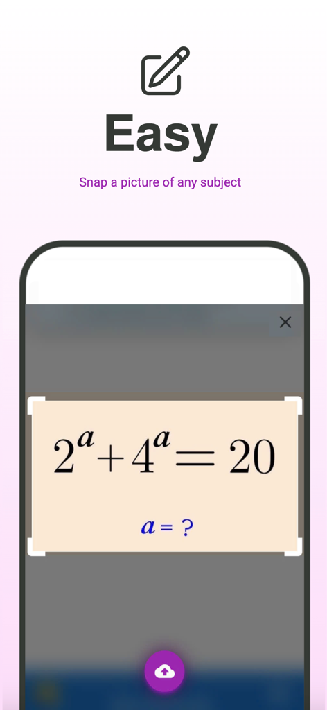H2C宿題ヘルパーアプリを使用して数学の方程式をスキャンしているスマートフォン