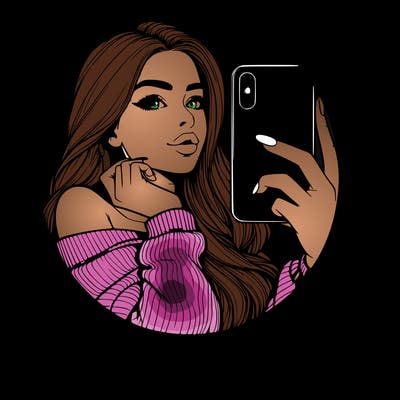 realistic girl taking mirror selfie beautiful